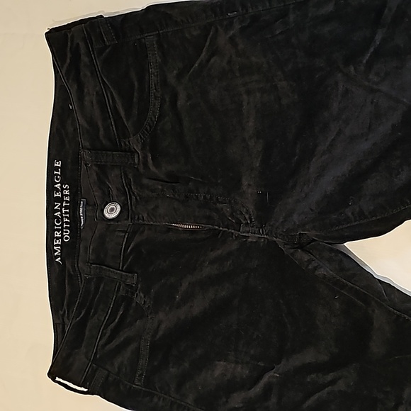 Barely worn American eagle black velour jeggings - Picture 3 of 4